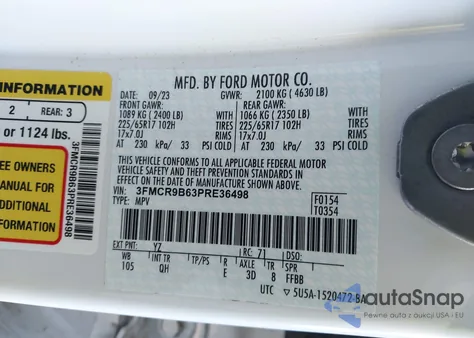 2023 Ford Bronco Sport Big Bend from USA, damaged, VIN 3FMCR9B63PRE36498